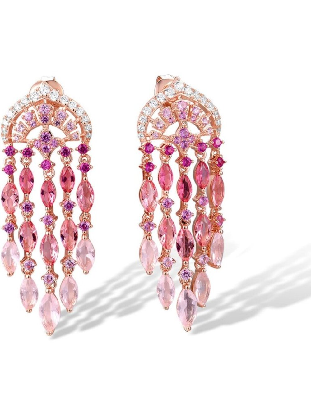 925 Sterling Silver Ombre Raindrop Earrings with Glass Cubic Zirconia for Women